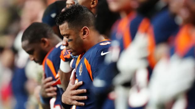 Denver Broncos quarterback Russell Wilson (3) before the game against the Minnesota Vikings at Empower Field at Mile High.